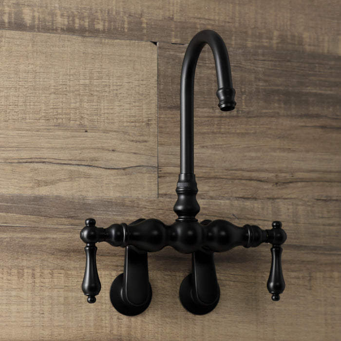 Kingston Heirloom AE81T0 - Aqua Vintage Two-Handle 2-Hole Tub Wall Mount Clawfoot Tub Faucet, Matte Black