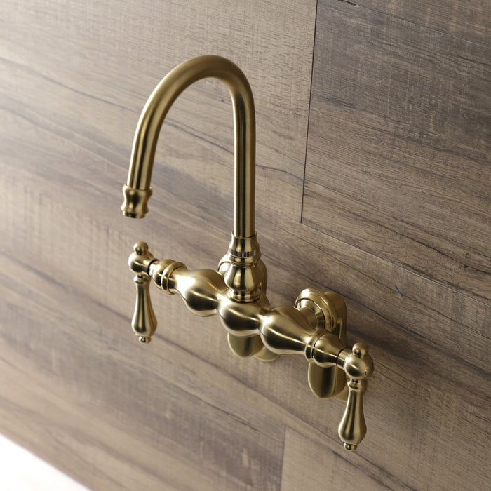 Kingston Heirloom AE81T7 - Aqua Vintage Two-Handle 2-Hole Tub Wall Mount Clawfoot Tub Faucet, Brushed Brass