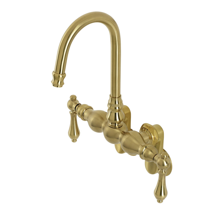Kingston Heirloom AE81T7 - Aqua Vintage Two-Handle 2-Hole Tub Wall Mount Clawfoot Tub Faucet, Brushed Brass