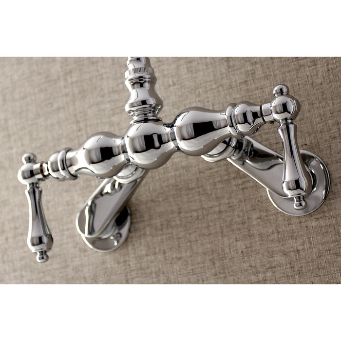Kingston Heirloom AE82T1 - Aqua Vintage Two-Handle 2-Hole Tub Wall Mount Clawfoot Tub Faucet, Polished Chrome