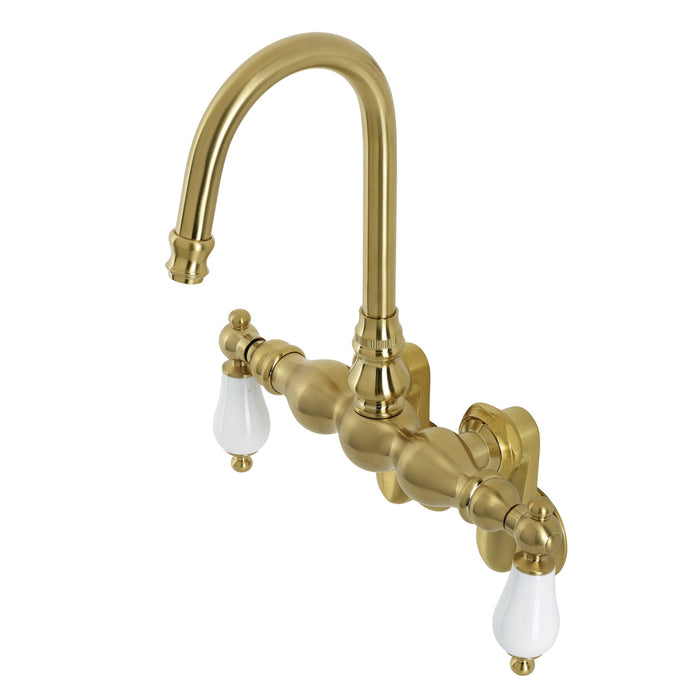 Kingston Heirloom AE83T7 - Aqua Vintage Two-Handle 2-Hole Tub Wall Mount Clawfoot Tub Faucet, Brushed Brass