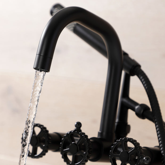 Fuller AE8400CG Three-Handle 2-Hole Deck Mount Clawfoot Tub Faucet with Hand Shower, Matte Black