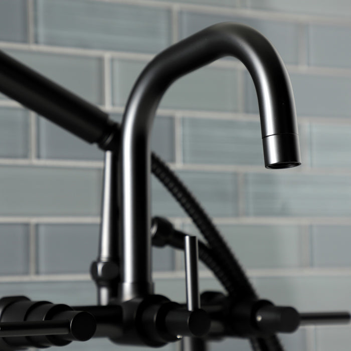 Kingston Sona AE8400DL - Concord Three-Handle 2-Hole Deck-Mount Clawfoot Tub Faucet with Hand Shower, Matte Black
