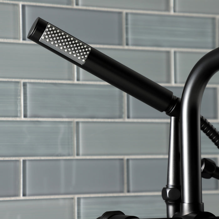 Kingston Sona AE8400DL - Concord Three-Handle 2-Hole Deck-Mount Clawfoot Tub Faucet with Hand Shower, Matte Black
