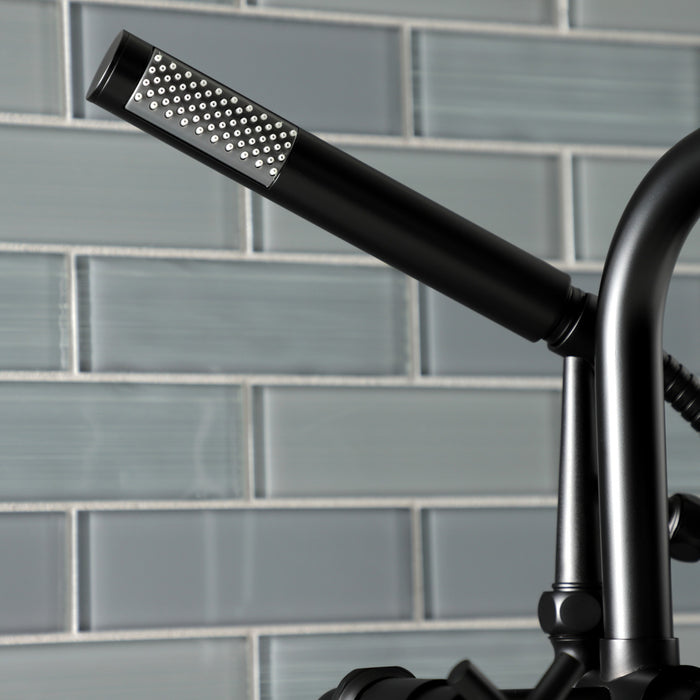 Kingston Sona AE8400DX - Concord Three-Handle 2-Hole Deck-Mount Clawfoot Tub Faucet with Hand Shower, Matte Black