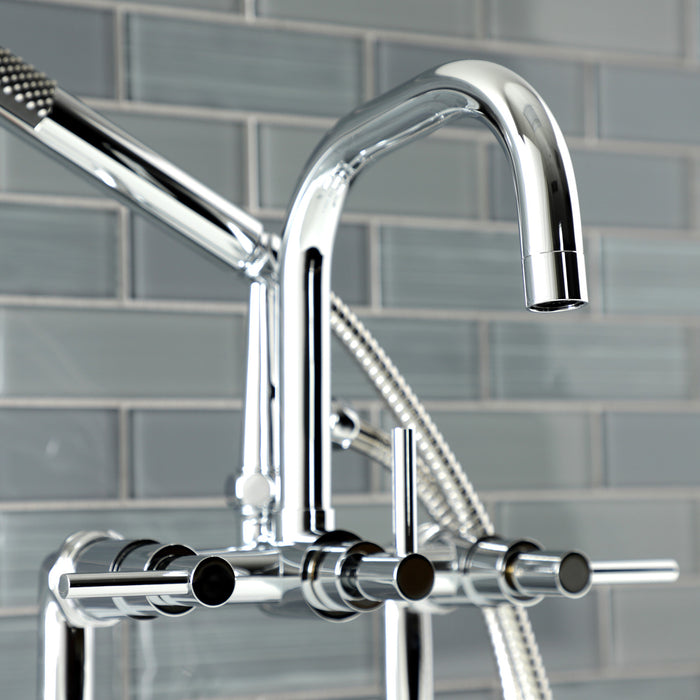 Kingston Sona AE8401DL - Concord Three-Handle 2-Hole Deck-Mount Clawfoot Tub Faucet with Hand Shower, Polished Chrome