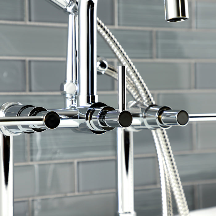 Kingston Sona AE8401DL - Concord Three-Handle 2-Hole Deck-Mount Clawfoot Tub Faucet with Hand Shower, Polished Chrome
