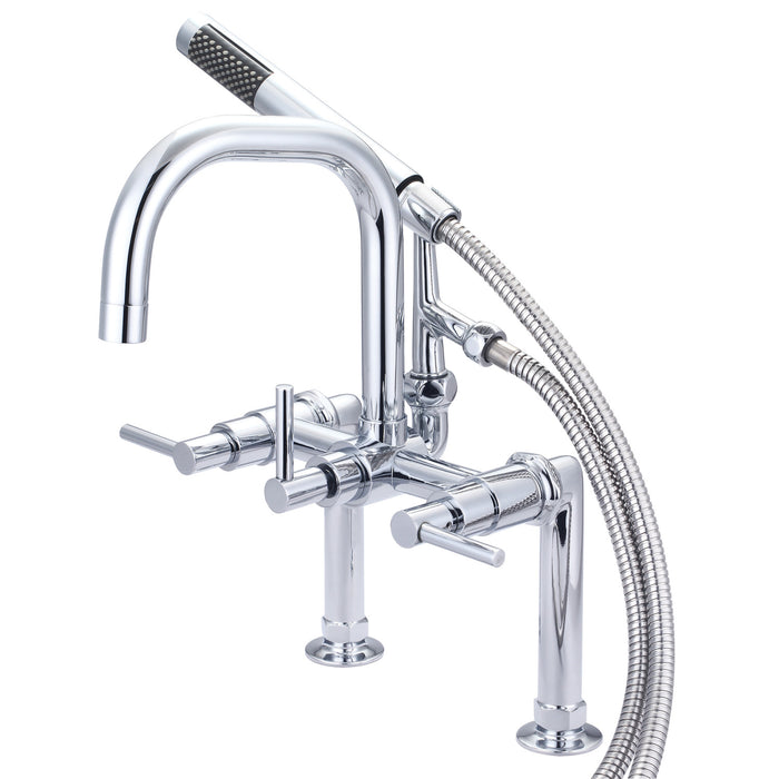 Kingston Sona AE8401DL - Concord Three-Handle 2-Hole Deck-Mount Clawfoot Tub Faucet with Hand Shower, Polished Chrome
