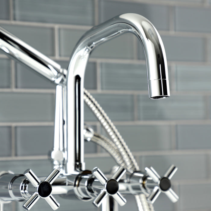 Kingston Sona AE8401DX - Concord Three-Handle 2-Hole Deck-Mount Clawfoot Tub Faucet with Hand Shower, Polished Chrome