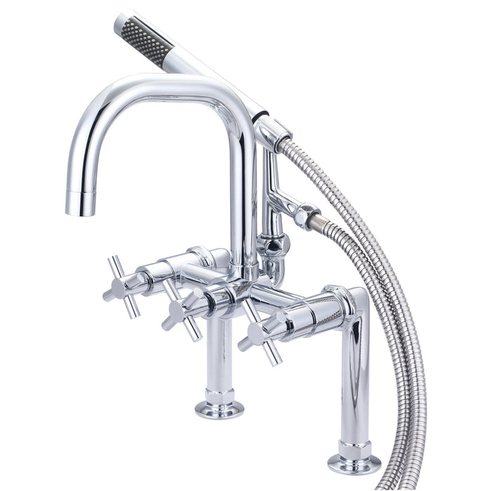 Kingston Sona AE8401DX - Concord Three-Handle 2-Hole Deck-Mount Clawfoot Tub Faucet with Hand Shower, Polished Chrome