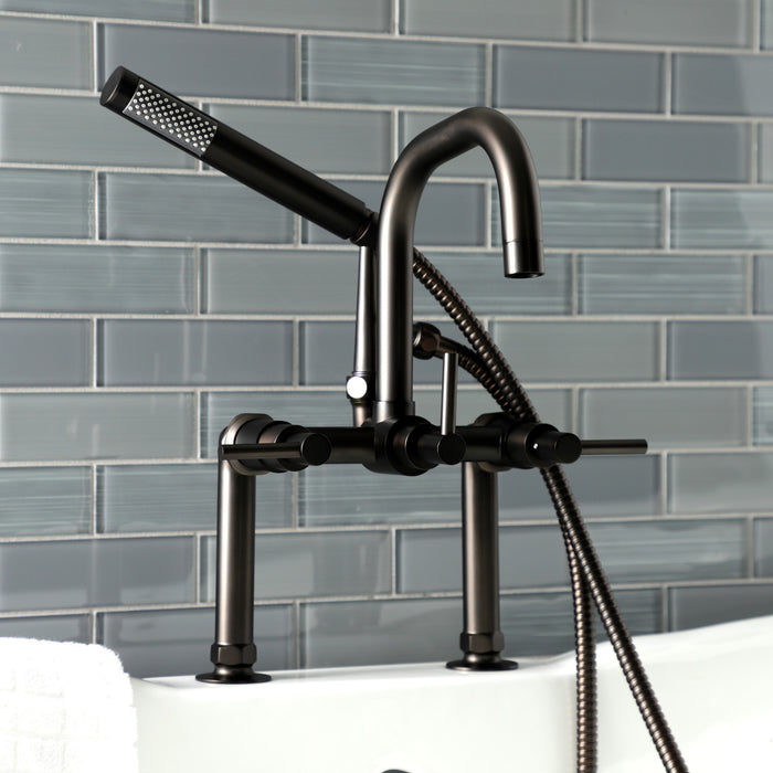 Kingston Sona AE8405DL - Concord Three-Handle 2-Hole Deck-Mount Clawfoot Tub Faucet with Hand Shower, Oil Rubbed Bronze