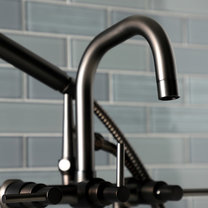 Kingston Sona AE8405DL - Concord Three-Handle 2-Hole Deck-Mount Clawfoot Tub Faucet with Hand Shower, Oil Rubbed Bronze