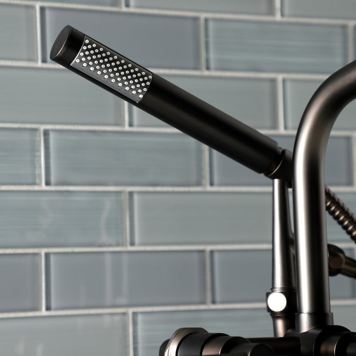 Kingston Sona AE8405DL - Concord Three-Handle 2-Hole Deck-Mount Clawfoot Tub Faucet with Hand Shower, Oil Rubbed Bronze