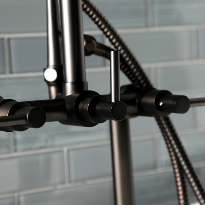 Kingston Sona AE8405DL - Concord Three-Handle 2-Hole Deck-Mount Clawfoot Tub Faucet with Hand Shower, Oil Rubbed Bronze