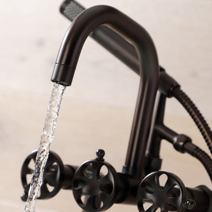 Kingston Sona AE8405RX - Belknap Three-Handle 2-Hole Deck-Mount Clawfoot Tub Faucet with Hand Shower, Oil Rubbed Bronze