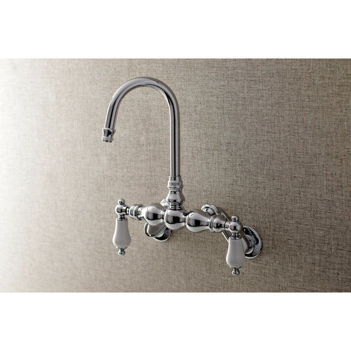 Kingston Heirloom AE84T1 - Aqua Vintage Two-Handle 2-Hole Tub Wall Mount Clawfoot Tub Faucet, Polished Chrome
