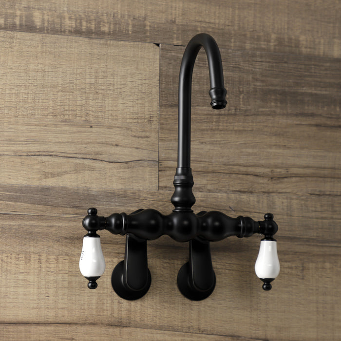 Kingston Aqua Vintage AE85T0 Two-Handle 2-Hole Tub Wall Mount Clawfoot Tub Faucet, Matte Black