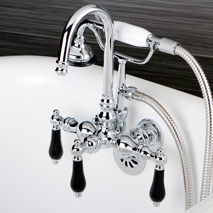Kingston Heirloom AE8T1PKL - Duchess Three-Handle 2-Hole Tub Wall Mount Clawfoot Tub Faucet with Hand Shower, Polished Chrome