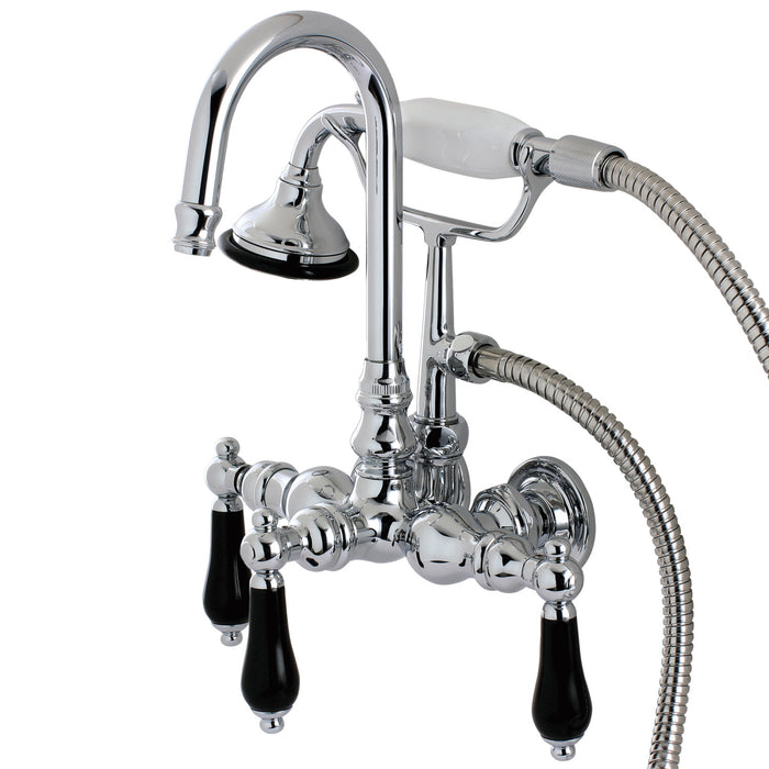 Kingston Heirloom AE8T1PKL - Duchess Three-Handle 2-Hole Tub Wall Mount Clawfoot Tub Faucet with Hand Shower, Polished Chrome