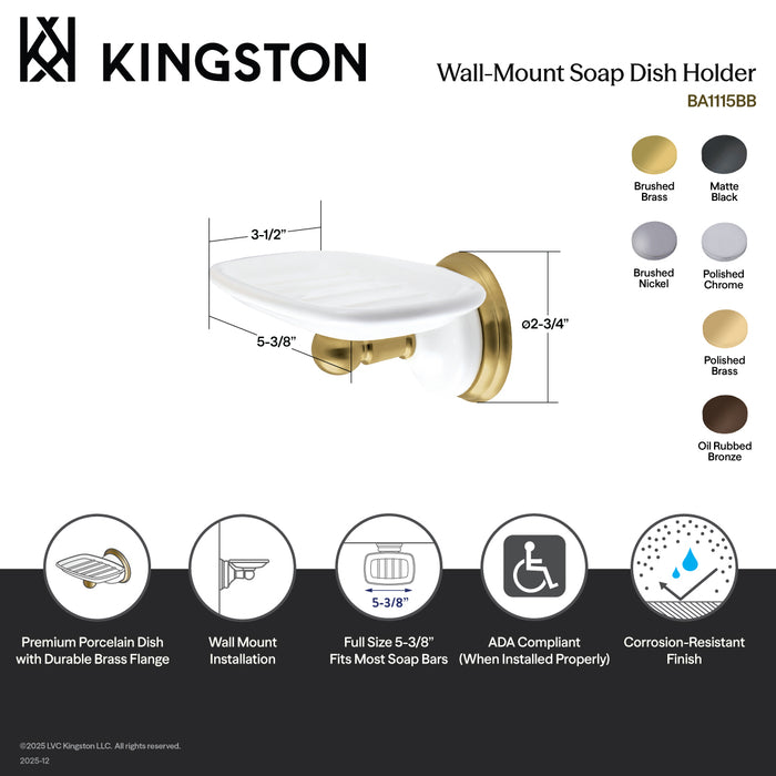Kingston Heirloom BA1115SN - Victorian Wall-Mount Soap Dish Holder, Brushed Nickel