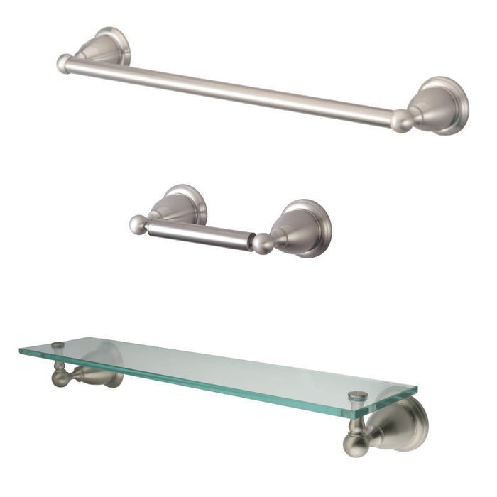 Kingston Heirloom BA175289SN - Heritage 3-Piece 18-Inch Towel Bar Bathroom Accessory Set, Brushed Nickel