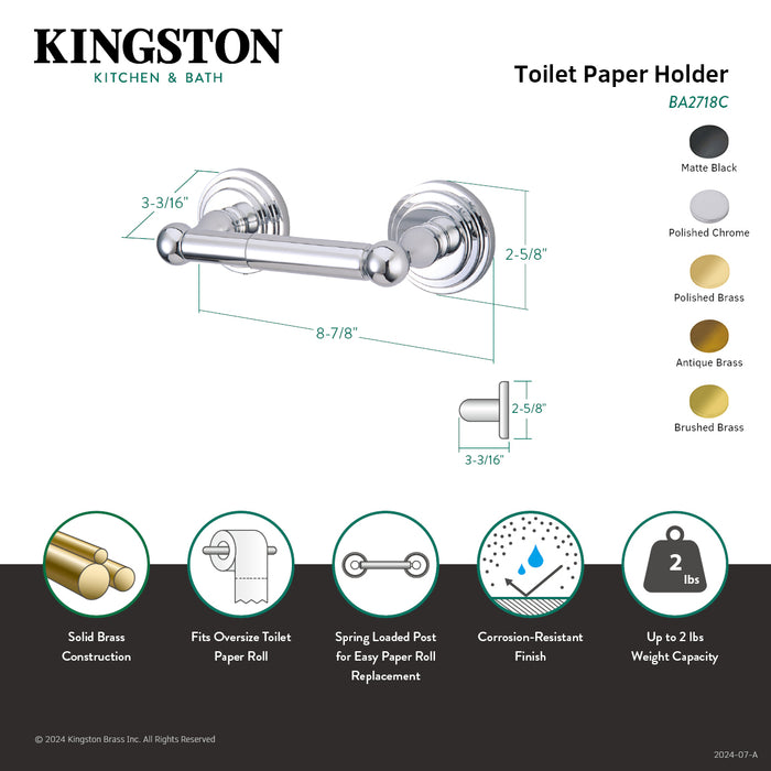 Kingston Sona BA2718MB - Milano Toilet Paper Holder, Matte Black