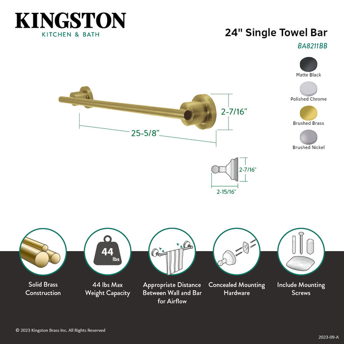 Concord BA8211BB 24-Inch Towel Bar, Brushed Brass