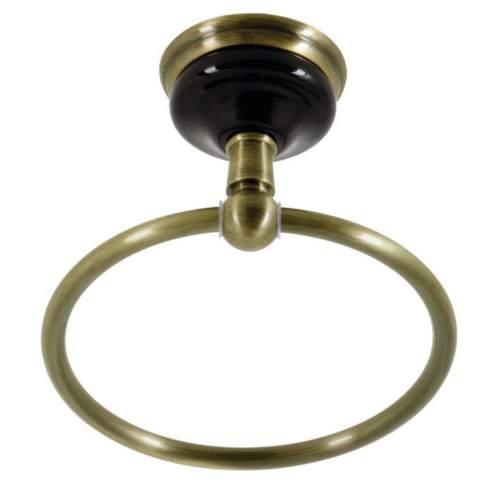 Kingston Heirloom BA9114AB - Water Onyx 6-Inch Towel Ring, Antique Brass