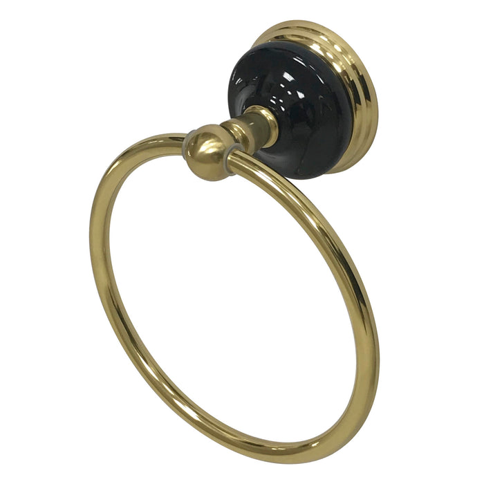 Kingston Heirloom BA9114PB - Water Onyx 6-Inch Towel Ring, Polished Brass