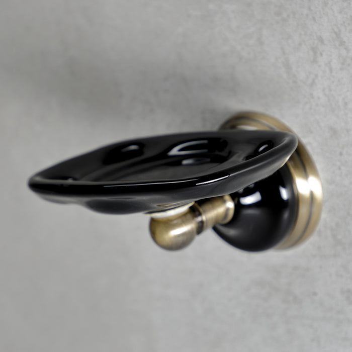 Kingston Heirloom BA9116AB - Water Onyx Toothbrush and Tumbler Holder, Antique Brass