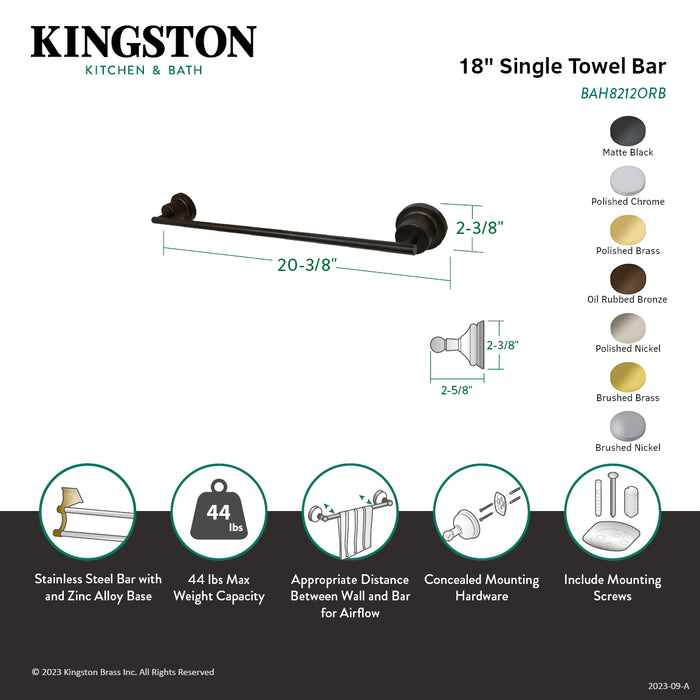 Kingston Concord BAH8212PB 18-Inch Single Towel Bar, Polished Brass
