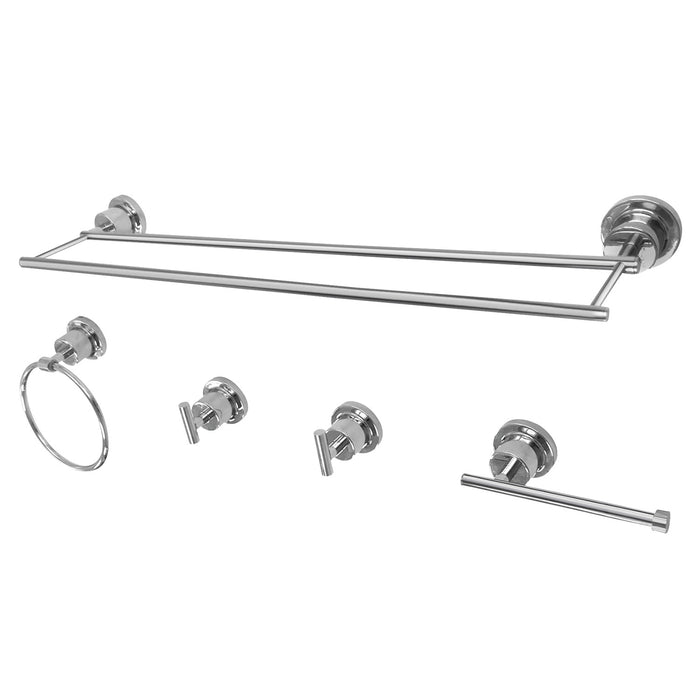 Kingston Concord BAH821318478C 5-Piece 18-Inch Dual Towel Bar Bathroom Accessory Set, Polished Chrome