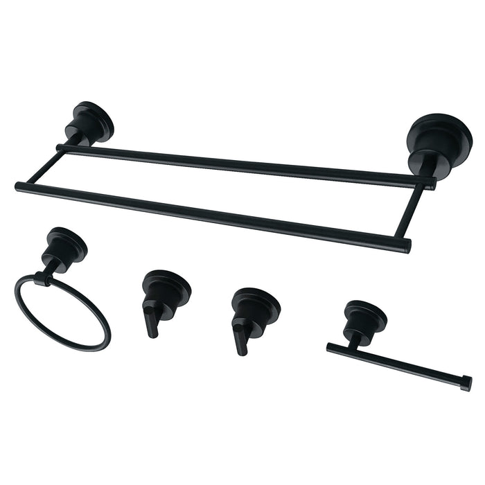 Kingston Concord BAH821318478MB 5-Piece 18-Inch Dual Towel Bar Bathroom Accessory Set, Matte Black