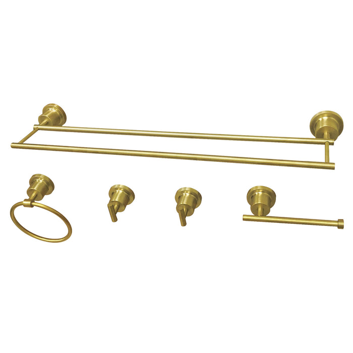 Kingston Concord BAH821318478SB 5-Piece 18-Inch Dual Towel Bar Bathroom Accessory Set, Brushed Brass