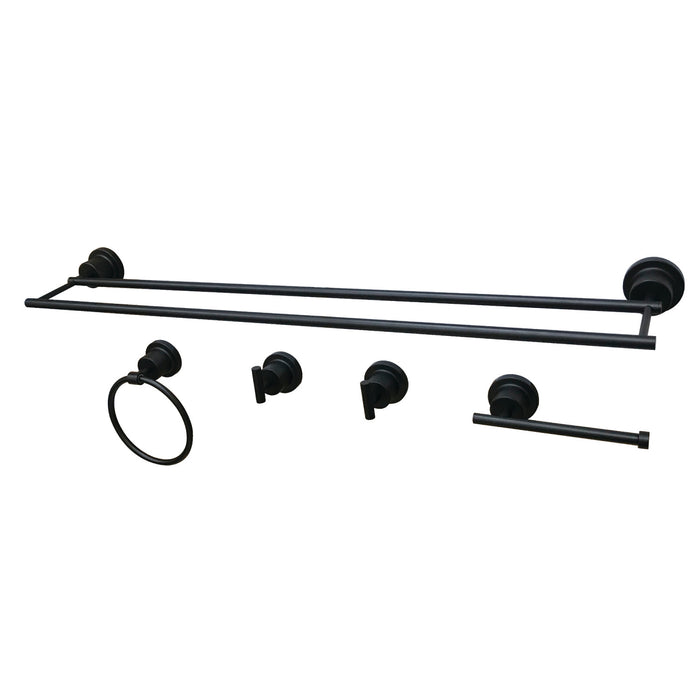 Kingston Concord BAH821330478MB 5-Piece 30-Inch Dual Towel Bar Bathroom Accessory Set, Matte Black