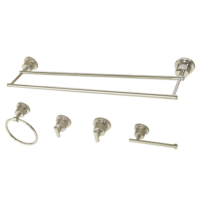 Kingston Concord BAH821330478PN 5-Piece 30-Inch Dual Towel Bar Bathroom Accessory Set, Polished Nickel