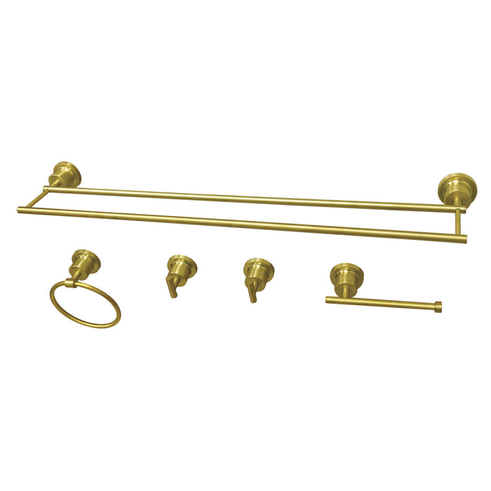 Concord BAH821330478SB 5-Piece 30-Inch Dual Towel Bar Bathroom Accessory Set, Brushed Brass
