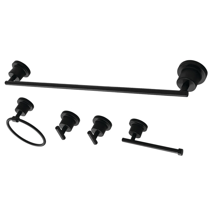 Kingston Sona BAH82134478MB - Concord 5-Piece 24-Inch Towel Bar Bathroom Accessory Set, Matte Black