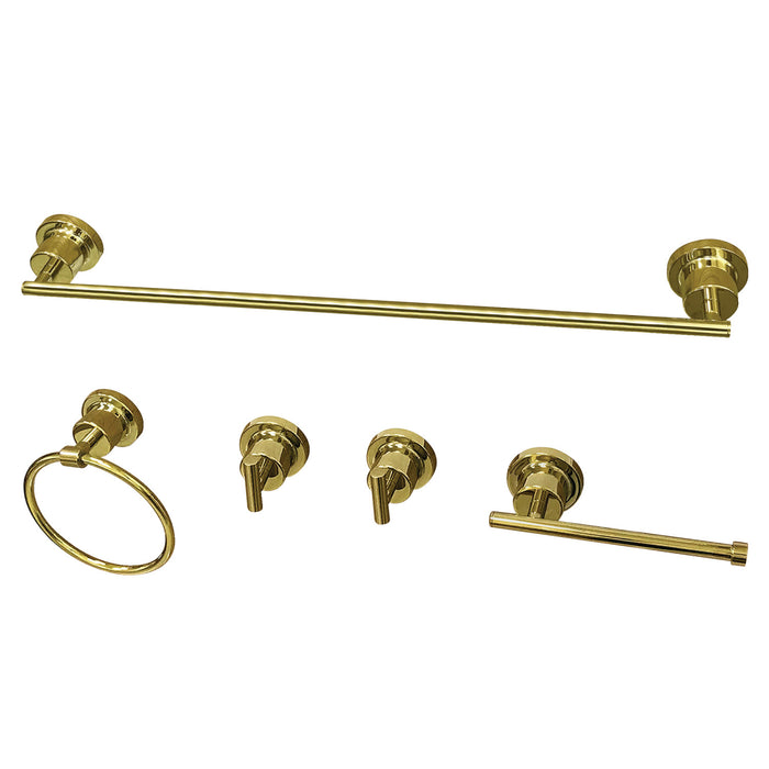 Kingston Sona BAH82134478PB - Concord 5-Piece 24-Inch Towel Bar Bathroom Accessory Set, Polished Brass