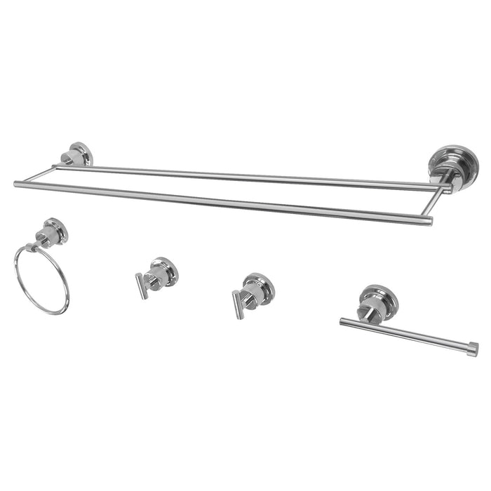 Kingston Sona BAH8213478C - Concord 5-Piece 24-Inch Dual Towel Bar Bathroom Accessory Set, Polished Chrome