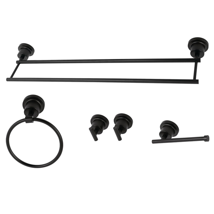 Kingston Sona BAH8213478MB - Concord 5-Piece 24-Inch Dual Towel Bar Bathroom Accessory Set, Matte Black