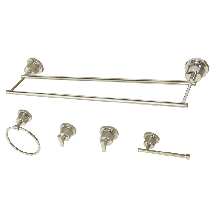 Concord BAH8213478PN 5-Piece 24-Inch Dual Towel Bar Bathroom Accessory Set, Polished Nickel