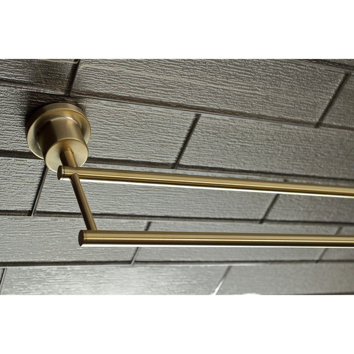 Kingston Sona BAH8213478SB - Concord 5-Piece 24-Inch Dual Towel Bar Bathroom Accessory Set, Brushed Brass