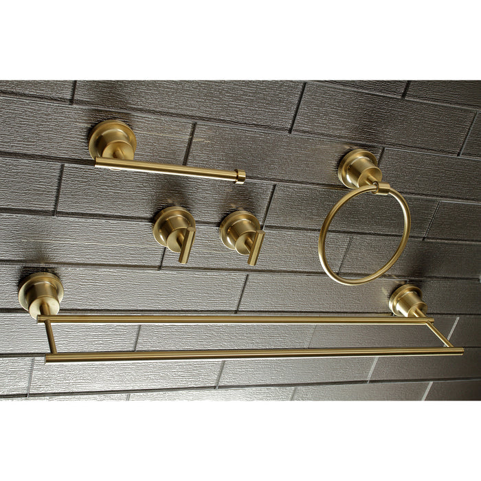 Kingston Sona BAH8213478SB - Concord 5-Piece 24-Inch Dual Towel Bar Bathroom Accessory Set, Brushed Brass