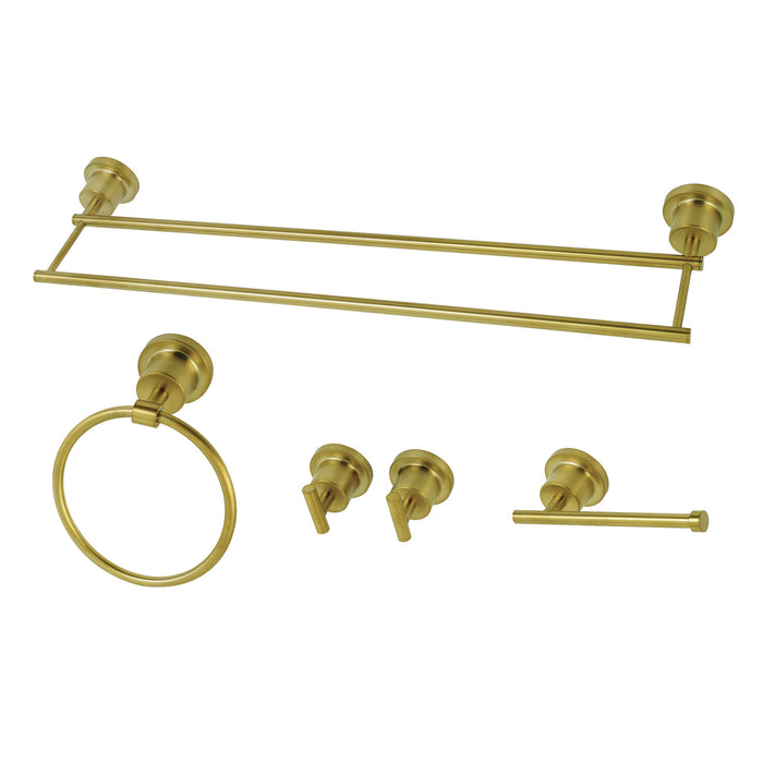 Kingston Sona BAH8213478SB - Concord 5-Piece 24-Inch Dual Towel Bar Bathroom Accessory Set, Brushed Brass