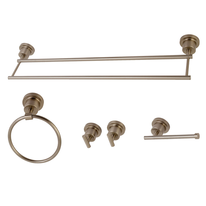 Kingston Sona BAH8213478SN - Concord 5-Piece 24-Inch Dual Towel Bar Bathroom Accessory Set, Brushed Nickel