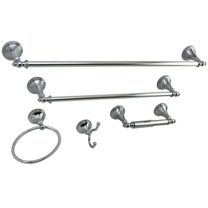Kingston Heirloom BAHK1612478C - Naples 5-Piece 18-Inch and 24-Inch Towel Bars Bathroom Accessory Set, Polished Chrome