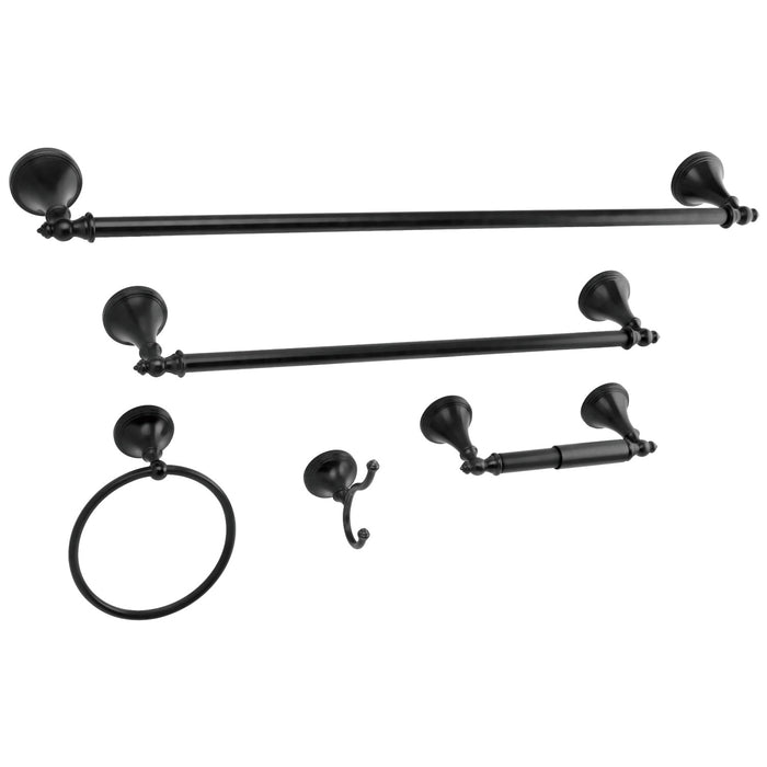 Naples BAHK1612478K 5-Piece 18-Inch and 24-Inch Towel Bars Bathroom Accessory Set, Matte Black