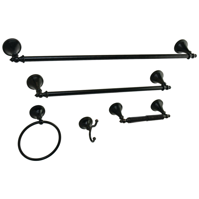 Kingston Heirloom BAHK1612478ORB - Naples 5-Piece 18-Inch and 24-Inch Towel Bars Bathroom Accessory Set, Oil Rubbed Bronze