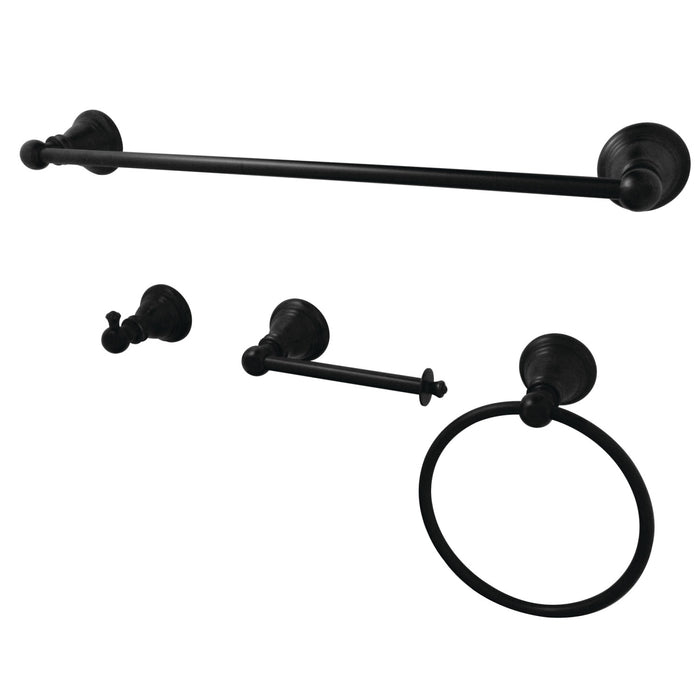 American Classic BAHK192478MB 4-Piece 18-Inch Towel Bar Bathroom Accessory Set, Matte Black